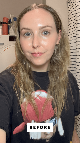 Kinonen before applying the Pureology Hydrate Sheer Shampoo Conditioner