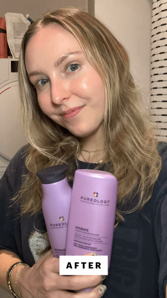 Kinonen after applying the Pureology Hydrate Sheer Shampoo Conditioner
